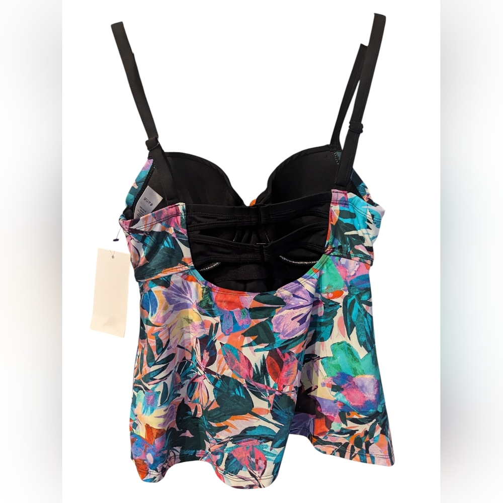 SWIMSUITS FOR ALL Flyaway Tankini Top Size 8 Tropical Print - Picture 3 of 7